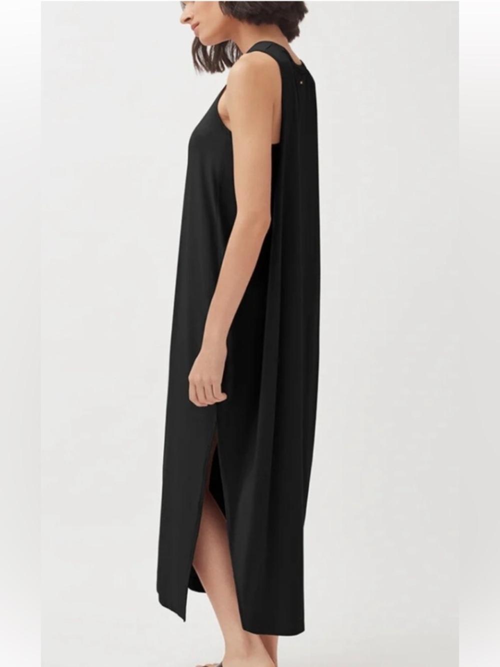 Cuyana Black Sleeveless Drape-Back midi dress - Picture 12 of 12